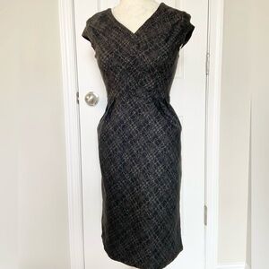 Vintage LUO BI JIEN Black & Gray Floral Stretch Dress